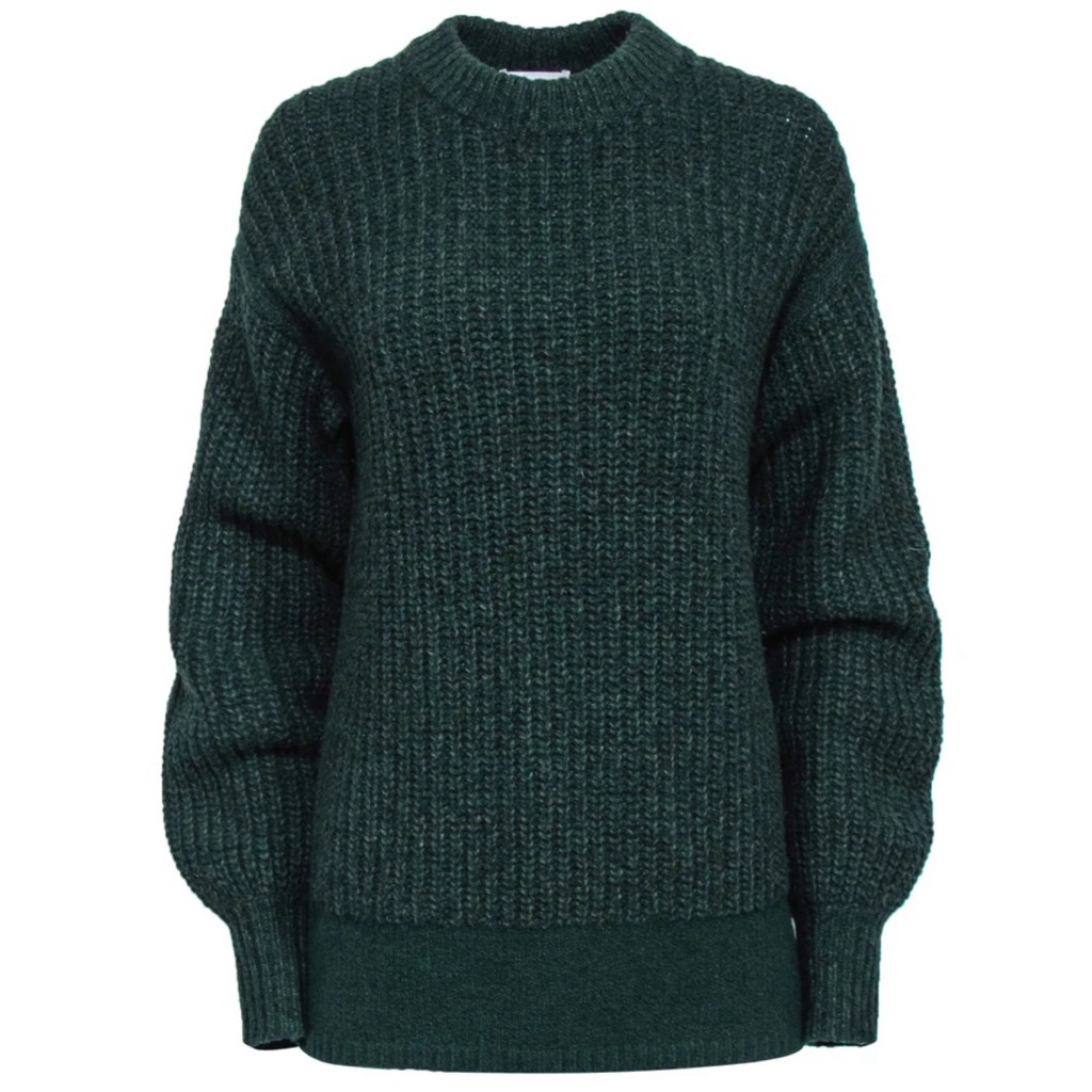 Rebecca Taylor Balloon Sleeve Wool Blend Oversized Pullover Sweater Nwt Green